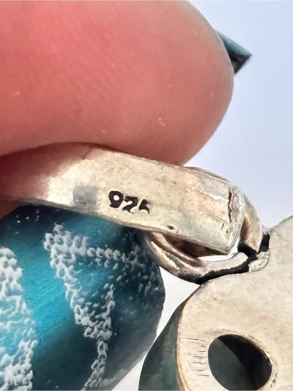 Very unique Chrysoprase and Larimar 925 stamps pendant NWOT - Picture 3 of 4